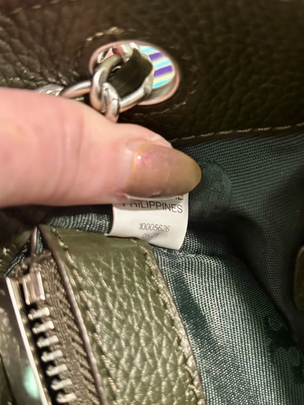 Tory Burch “Britten” Tote in olive/poblano green Pebbled Leather